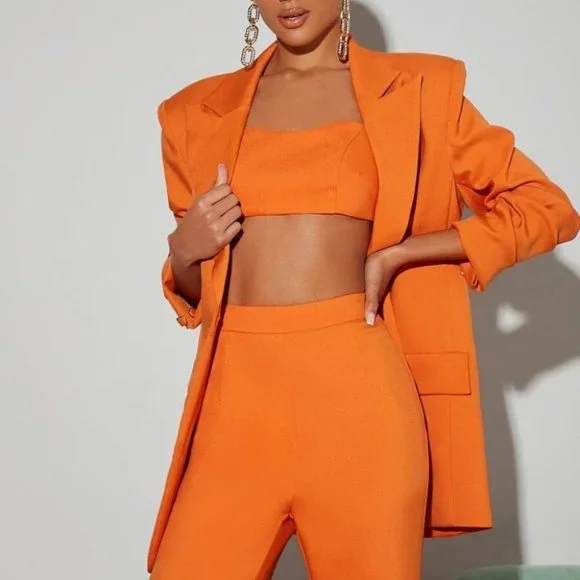 Orange Contemporary Single Breasted blazer - Picture 3 of 5
